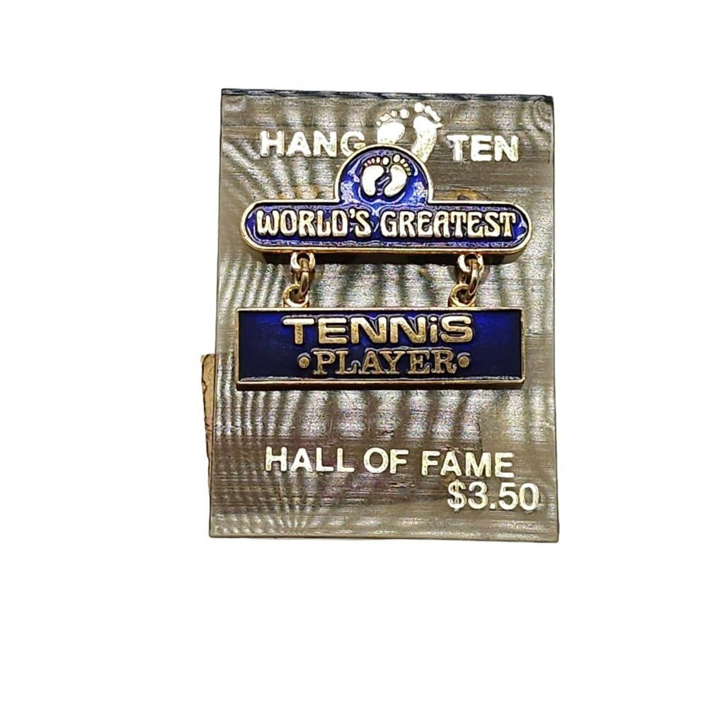 Hang Ten World's Greatest Tennis Player Hall of Fame Blue Enamel Brooch Pin